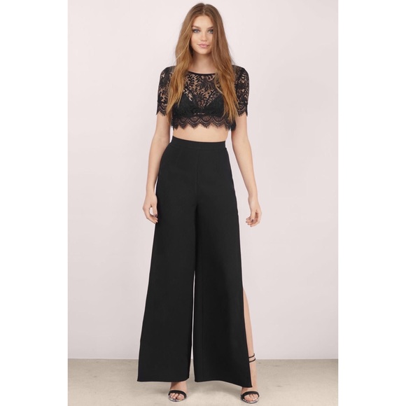 Tobi Other - Tobi Juliet Eyelash Lace Slip Pants Set